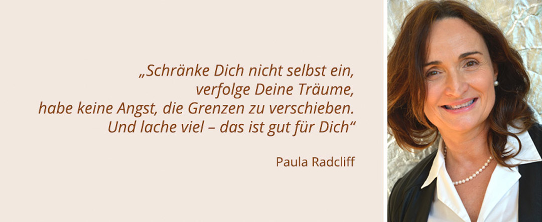 Bild - Praxis Die Orthopäden am Borsigturm - Porträt Dr. Konstanze Halder + Zitat von Paula Radcliff